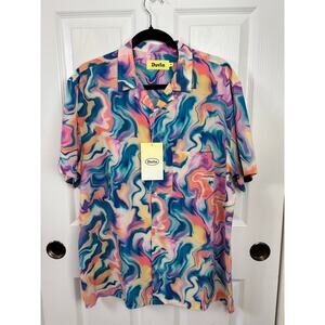 Duvin Men's Marble Button Up Short Sleeve Shirt Size M Lightweight Stretch NWT